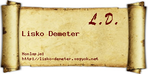Lisko Demeter névjegykártya